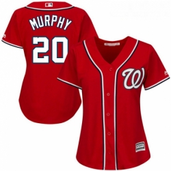 Womens Majestic Washington Nationals 20 Daniel Murphy Replica Red Alternate 1 Cool Base MLB Jersey