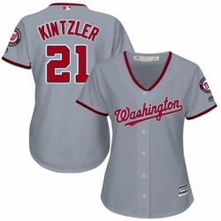 Womens Majestic Washington Nationals 21 Brandon Kintzler Replica Grey Road Cool Base MLB Jersey 