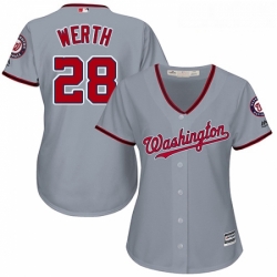 Womens Majestic Washington Nationals 28 Jayson Werth Replica Grey Road Cool Base MLB Jersey