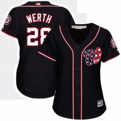 Womens Majestic Washington Nationals 28 Jayson Werth Replica Navy Blue Alternate 2 Cool Base MLB Jersey