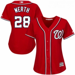 Womens Majestic Washington Nationals 28 Jayson Werth Replica Red Alternate 1 Cool Base MLB Jersey