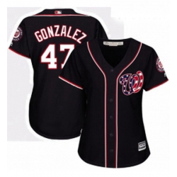 Womens Majestic Washington Nationals 47 Gio Gonzalez Authentic Navy Blue Alternate 2 Cool Base MLB Jersey