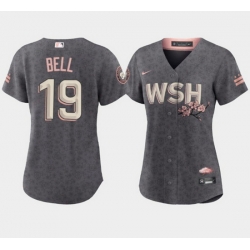 Women's Washington Nationals #19 Josh Bell 2022 Gray City Connect Cherry Blossom Stitched Jersey