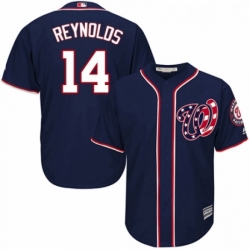 Youth Majestic Washington Nationals 14 Mark Reynolds Replica Navy Blue Alternate 2 Cool Base MLB Jersey 