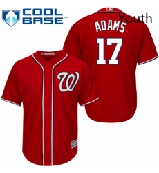 Youth Majestic Washington Nationals 17 Matt Adams Replica Red Alternate 1 Cool Base MLB Jersey 