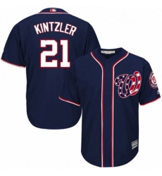 Youth Majestic Washington Nationals 21 Brandon Kintzler Authentic Navy Blue Alternate 2 Cool Base MLB Jersey 