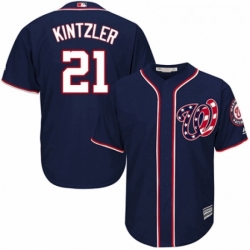 Youth Majestic Washington Nationals 21 Brandon Kintzler Replica Navy Blue Alternate 2 Cool Base MLB Jersey 