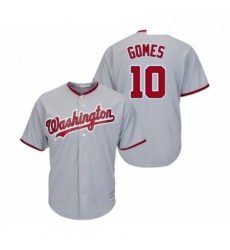 Youth Washington Nationals 10 Yan Gomes Replica Grey Road Cool Base Baseball Jersey 