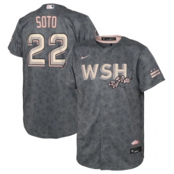 Youth Washington Nationals 22 Juan Soto 2022 Grey City Connect Cherry Blossom Stitched Baseball Jersey