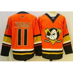 Men Anaheim Ducks 11 Trevor Zegras Black Orange Stitched Jersey