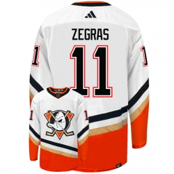 Men Anaheim Ducks 11 Trevor Zegras White 2022 23 Reverse Retro Stitched Jersey