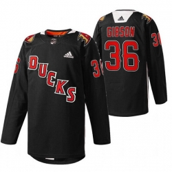 Men Anaheim Ducks 36 John Gibson 2022 Black Angels Night Stitched jersey