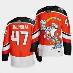 Men Anaheim Ducks 47 Hampus Lindholm 2020 21 Orange Reverse Retro Stitched jersey