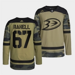 Men Anaheim Ducks 67 Rickard Rakell 2022 Camo Military Appreciation Night Stitched jersey