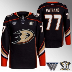 Men Anaheim Ducks 77 Frank Vatrano Black 30th Anniversary Stitched Jersey