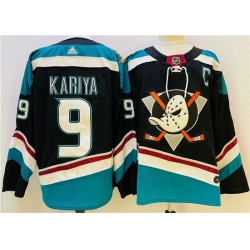 Men Anaheim Ducks 9 Paul KariyaBlack Teal Stitched Jersey