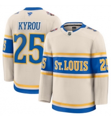 Men St  Louis Blues 25 Jordan Kyrou Cream 2024 25 Winter Classic Stitched Hockey Jersey