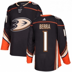 Mens Adidas Anaheim Ducks 1 Reto Berra Authentic Black Home NHL Jersey 