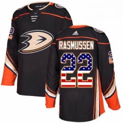 Mens Adidas Anaheim Ducks 22 Dennis Rasmussen Authentic Black USA Flag Fashion NHL Jersey 