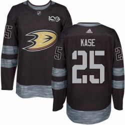 Mens Adidas Anaheim Ducks 25 Ondrej Kase Authentic Black 1917 2017 100th Anniversary NHL Jersey 