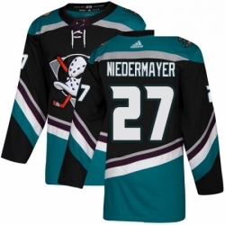 Mens Adidas Anaheim Ducks 27 Scott Niedermayer Authentic Black Teal Third NHL Jersey 