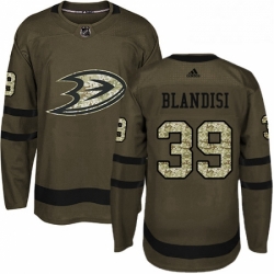 Mens Adidas Anaheim Ducks 39 Joseph Blandisi Authentic Green Salute to Service NHL Jersey 