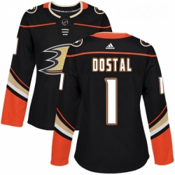 Womens Adidas Anaheim Ducks 1 Lukas Dostal Authentic Black Home NHL Jersey 