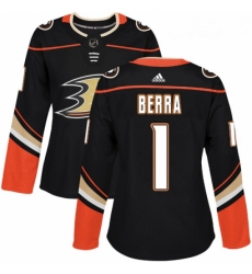 Womens Adidas Anaheim Ducks 1 Reto Berra Premier Black Home NHL Jersey 