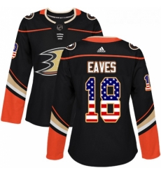 Womens Adidas Anaheim Ducks 18 Patrick Eaves Authentic Black USA Flag Fashion NHL Jersey 