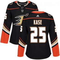 Womens Adidas Anaheim Ducks 25 Ondrej Kase Authentic Black Home NHL Jersey 