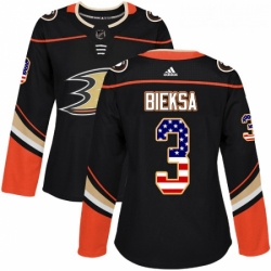 Womens Adidas Anaheim Ducks 3 Kevin Bieksa Authentic Black USA Flag Fashion NHL Jersey 