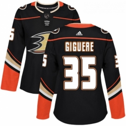 Womens Adidas Anaheim Ducks 35 Jean Sebastien Giguere Premier Black Home NHL Jersey 