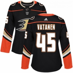 Womens Adidas Anaheim Ducks 45 Sami Vatanen Premier Black Home NHL Jersey 