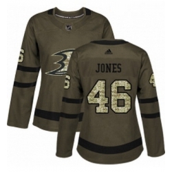 Womens Adidas Anaheim Ducks 46 Max Jones Authentic Green Salute to Service NHL Jersey 