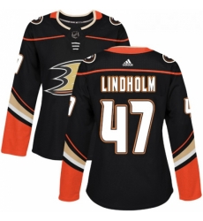 Womens Adidas Anaheim Ducks 47 Hampus Lindholm Authentic Black Home NHL Jersey 