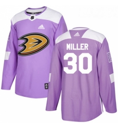 Youth Adidas Anaheim Ducks 30 Ryan Miller Authentic Purple Fights Cancer Practice NHL Jersey 