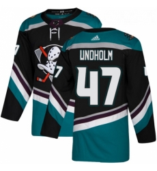 Youth Adidas Anaheim Ducks 47 Hampus Lindholm Authentic Black Teal Third NHL Jersey 