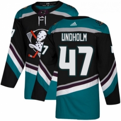 Youth Adidas Anaheim Ducks 47 Hampus Lindholm Authentic Black Teal Third NHL Jersey 