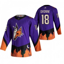 Men Arizona Coyotes 18 Christian Dvorak Purple Adidas 2020 21 Reverse Retro Alternate NHL Jersey