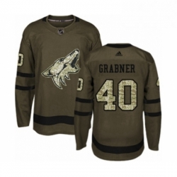 Mens Adidas Arizona Coyotes 40 Michael Grabner Authentic Green Salute to Service NHL Jersey 
