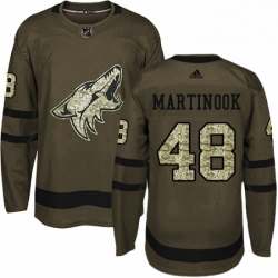 Mens Adidas Arizona Coyotes 48 Jordan Martinook Premier Green Salute to Service NHL Jersey 