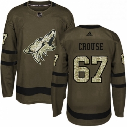 Mens Adidas Arizona Coyotes 67 Lawson Crouse Premier Green Salute to Service NHL Jersey 