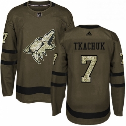 Mens Adidas Arizona Coyotes 7 Keith Tkachuk Premier Green Salute to Service NHL Jersey 