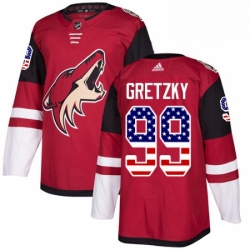 Mens Adidas Arizona Coyotes 99 Wayne Gretzky Authentic Red USA Flag Fashion NHL Jersey 