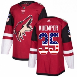 Youth Adidas Arizona Coyotes 35 Darcy Kuemper Authentic Red USA Flag Fashion NHL Jersey 