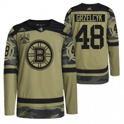 Men Boston Bruins 48 Matt Grzelcyk 2022 Camo Military Appreciation Night Stitched jersey