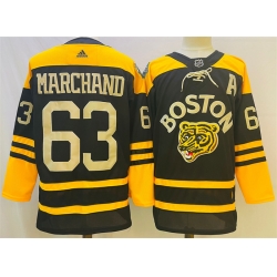 Men Boston Bruins 63 Brad Marchand Black Classic Primegreen Stitched Jersey