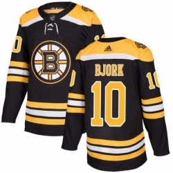 Mens Adidas Boston Bruins 10 Anders Bjork Authentic Black Home NHL Jersey 