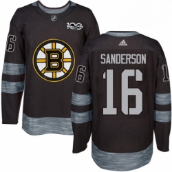 Mens Adidas Boston Bruins 16 Derek Sanderson Authentic Black 1917 2017 100th Anniversary NHL Jersey 