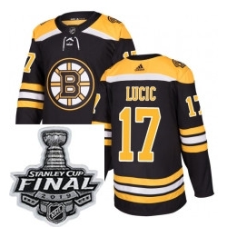 Mens Adidas Boston Bruins 17 Milan Lucic Authentic Black Home NHL Jersey